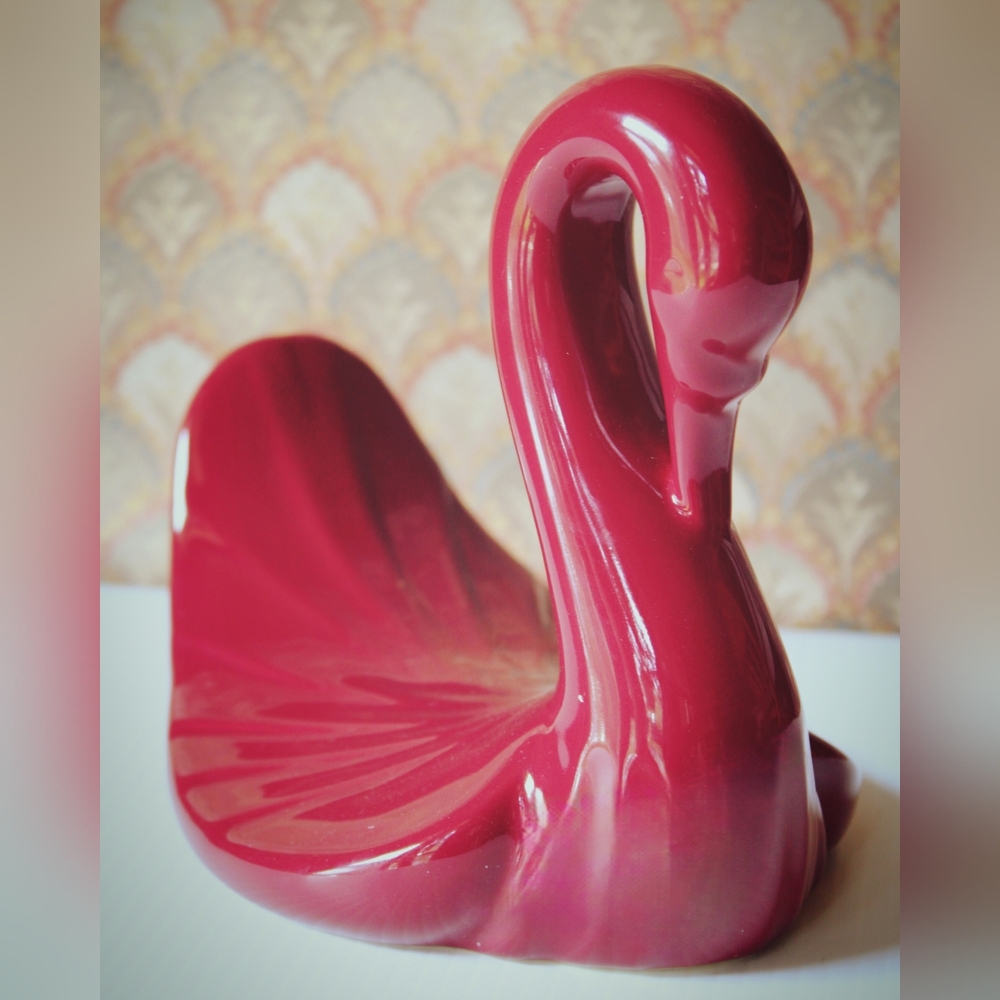 Elegant Burgundy Swan Figurine
